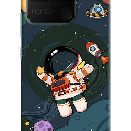 Cartoon Astronaut Realme Narzo 50A Hard Case Back Cover by Casekaro
