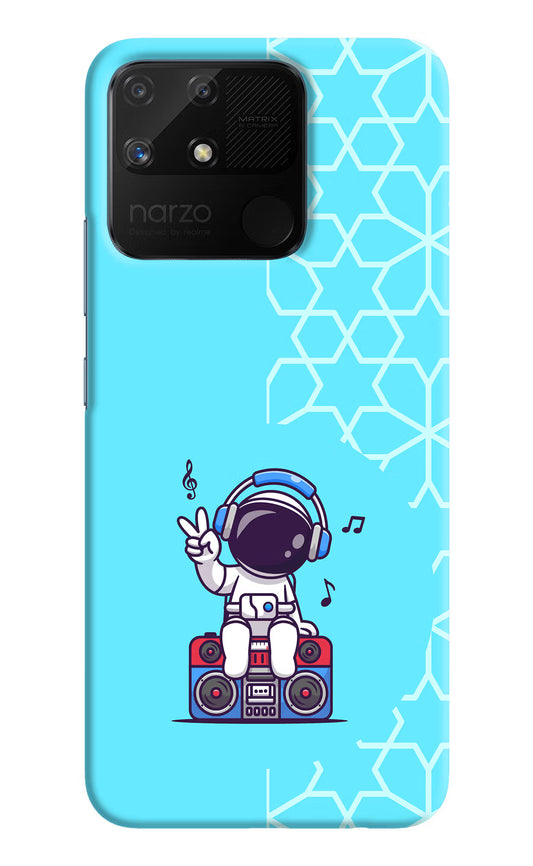 Cute Astronaut Chilling Realme Narzo 50A Hard Case Back Cover by Casekaro
