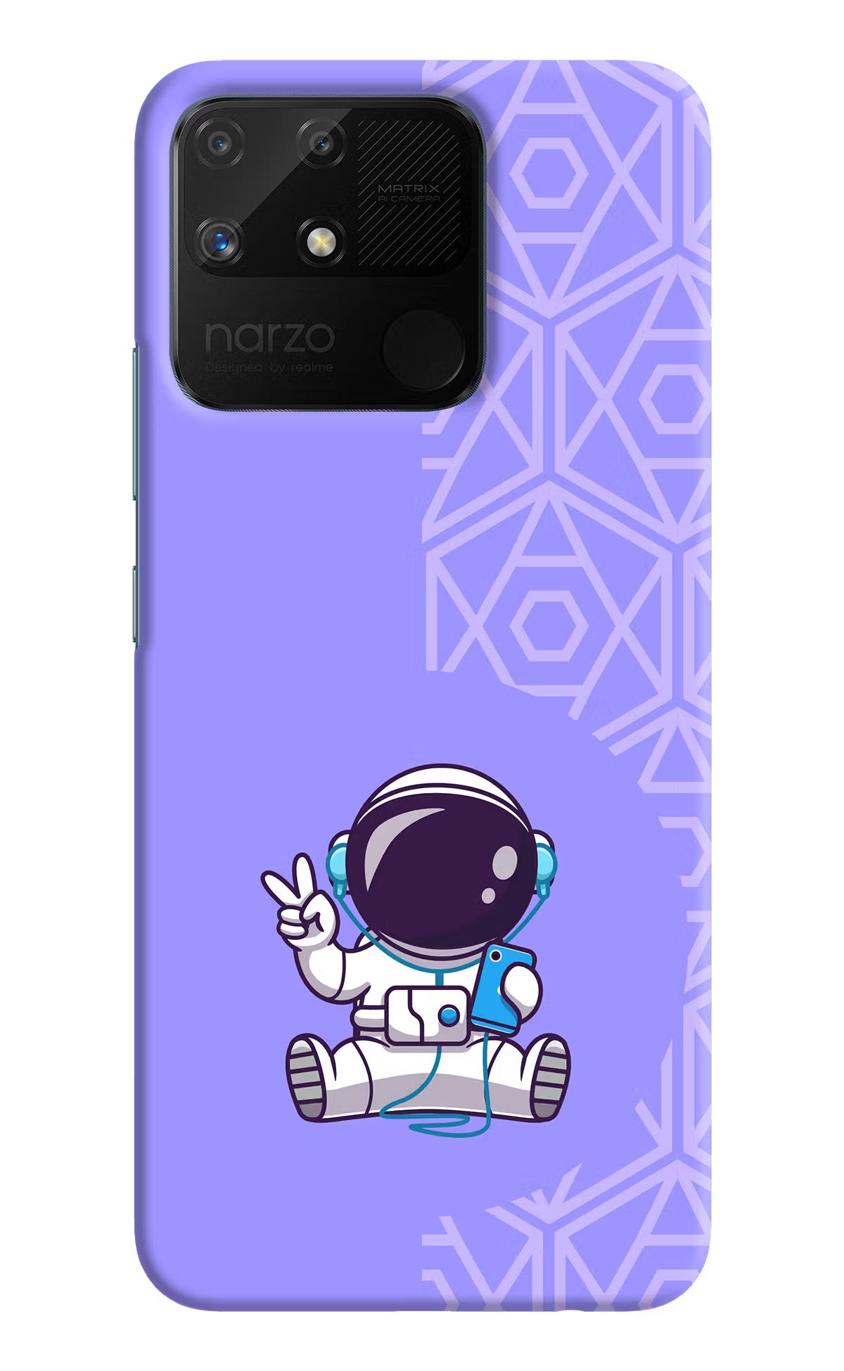 Cute Astronaut Chilling Realme Narzo 50A Hard Case Back Cover by Casekaro