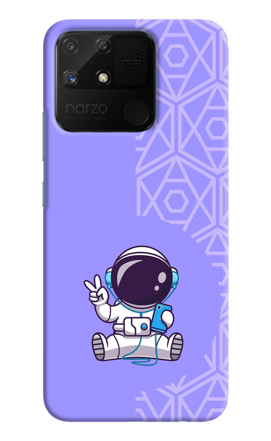 Cute Astronaut Chilling Realme Narzo 50A Hard Case Back Cover by Casekaro