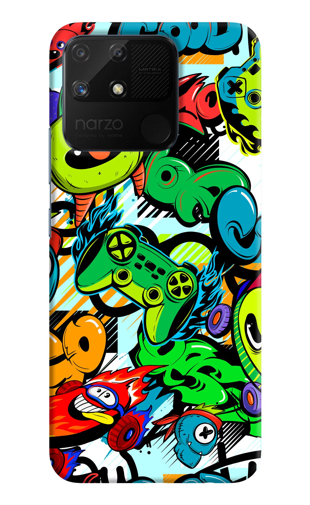 Game Doodle Realme Narzo 50A Hard Case Back Cover by Casekaro