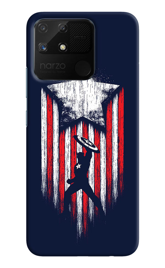 Captain America Marvel Art Realme Narzo 50A Hard Case Back Cover by Casekaro