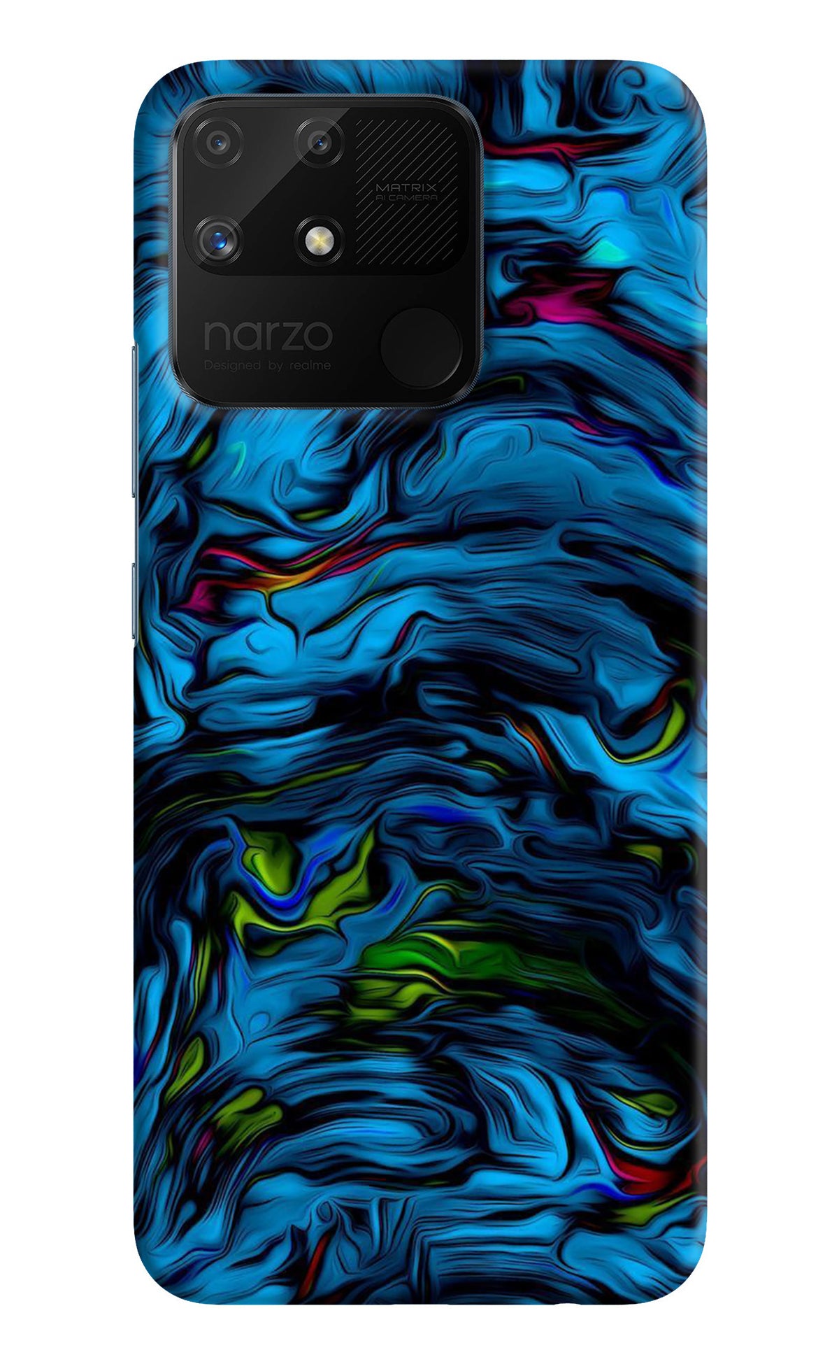 Dark Blue Abstract Realme Narzo 50A Back Cover