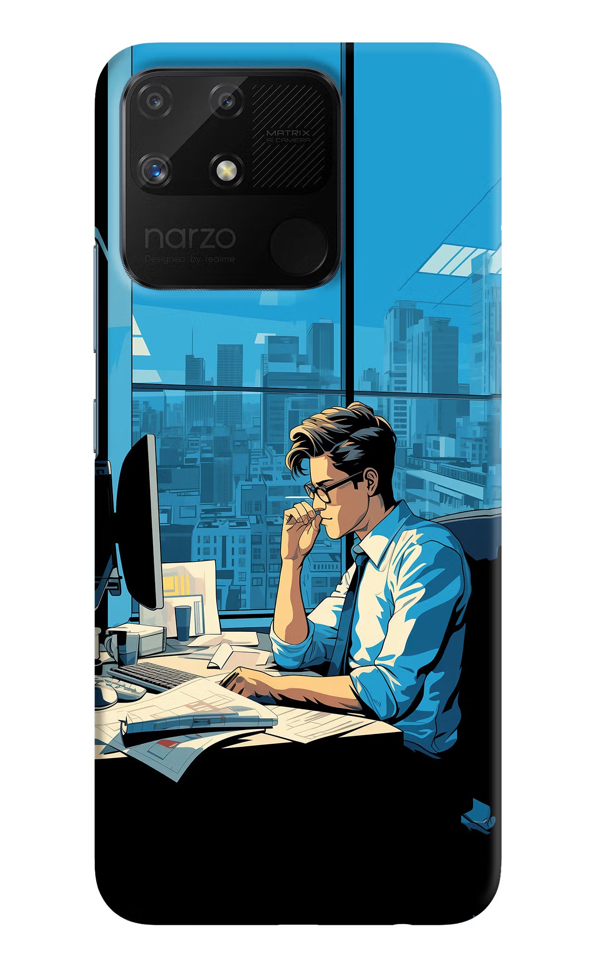 Focused Hustler (AI Generated) Realme Narzo 50A Hard Case Back Cover by Casekaro