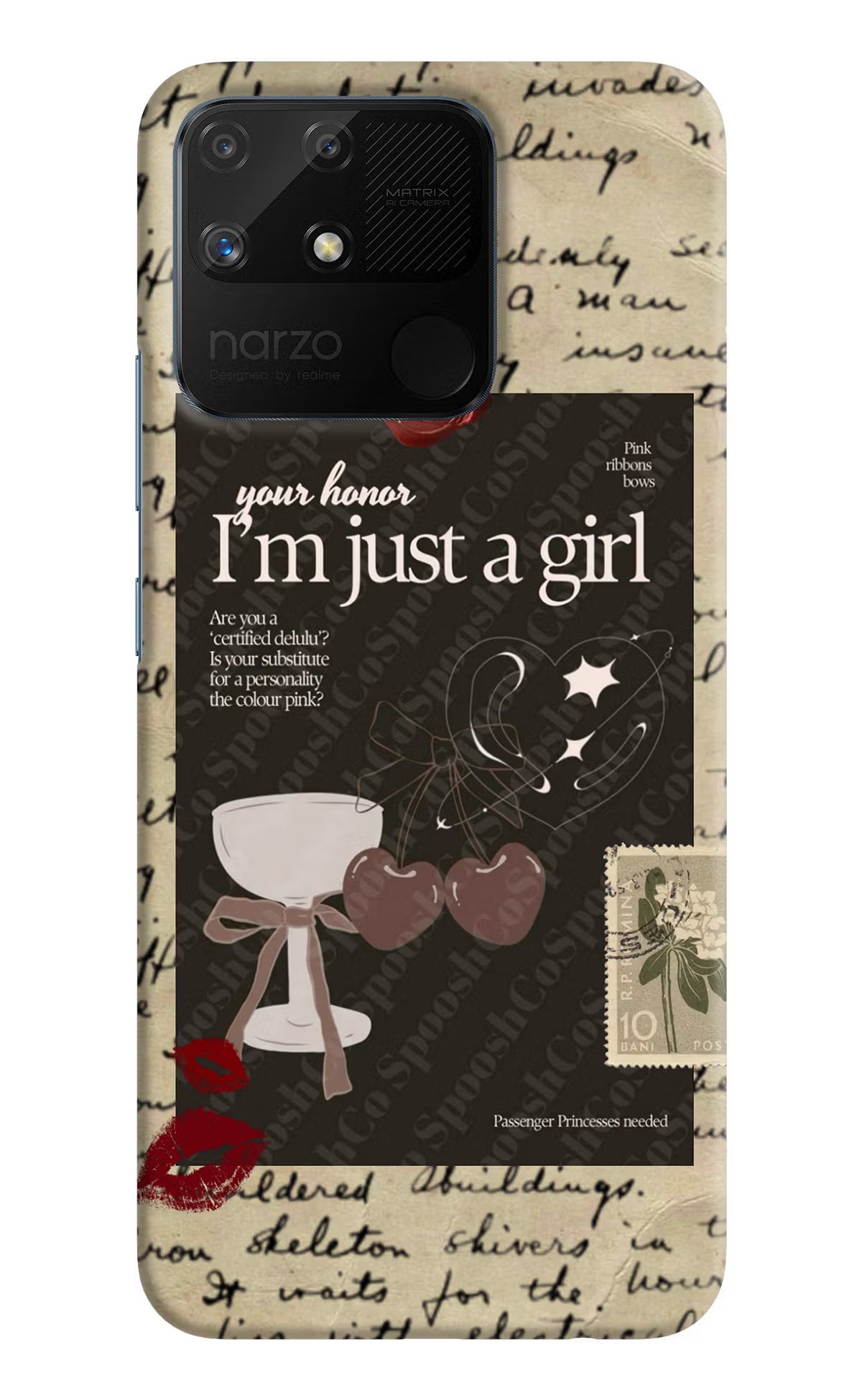 I am just a girl Realme Narzo 50A Hard Case Back Cover by Casekaro