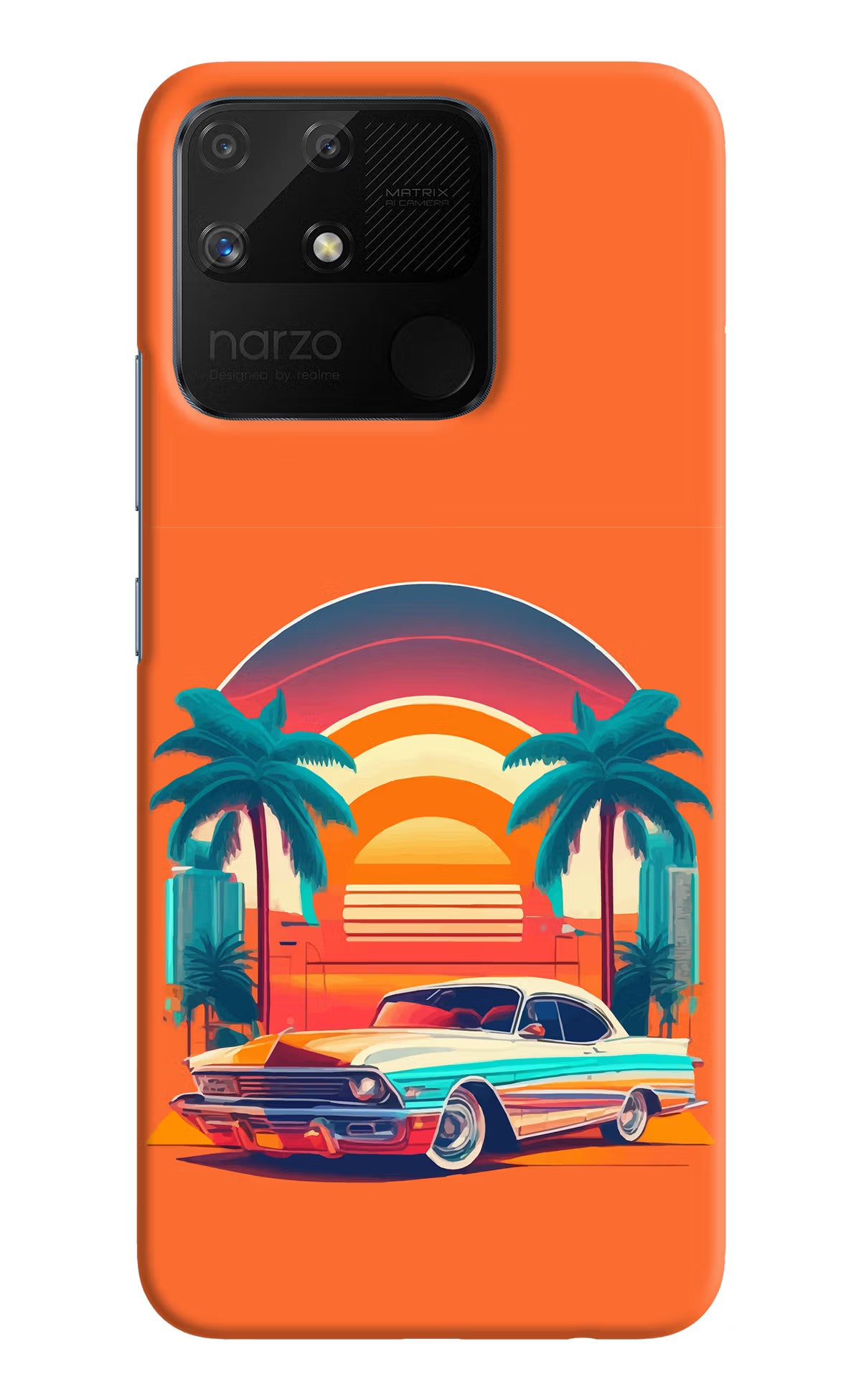 Palm Drive 80s Realme Narzo 50A Hard Case Back Cover by Casekaro