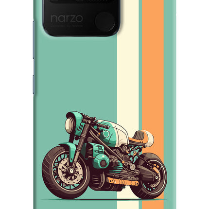 Striped Moto Drift Realme Narzo 50A Hard Case Back Cover by Casekaro