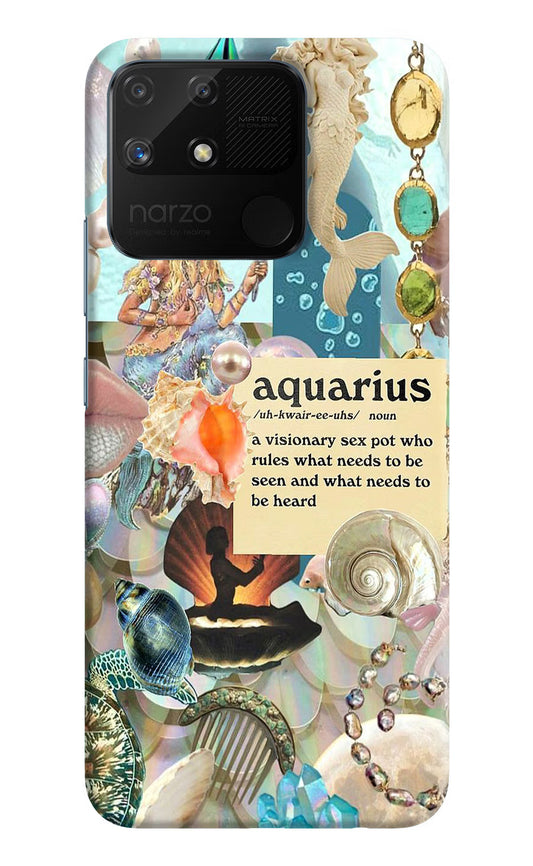 Aquarius Zodiac Realme Narzo 50A Hard Case Back Cover by Casekaro