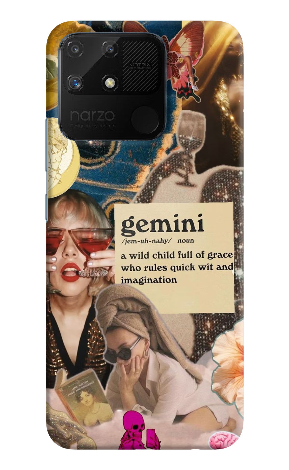 Gemini Zodiac Realme Narzo 50A Hard Case Back Cover by Casekaro