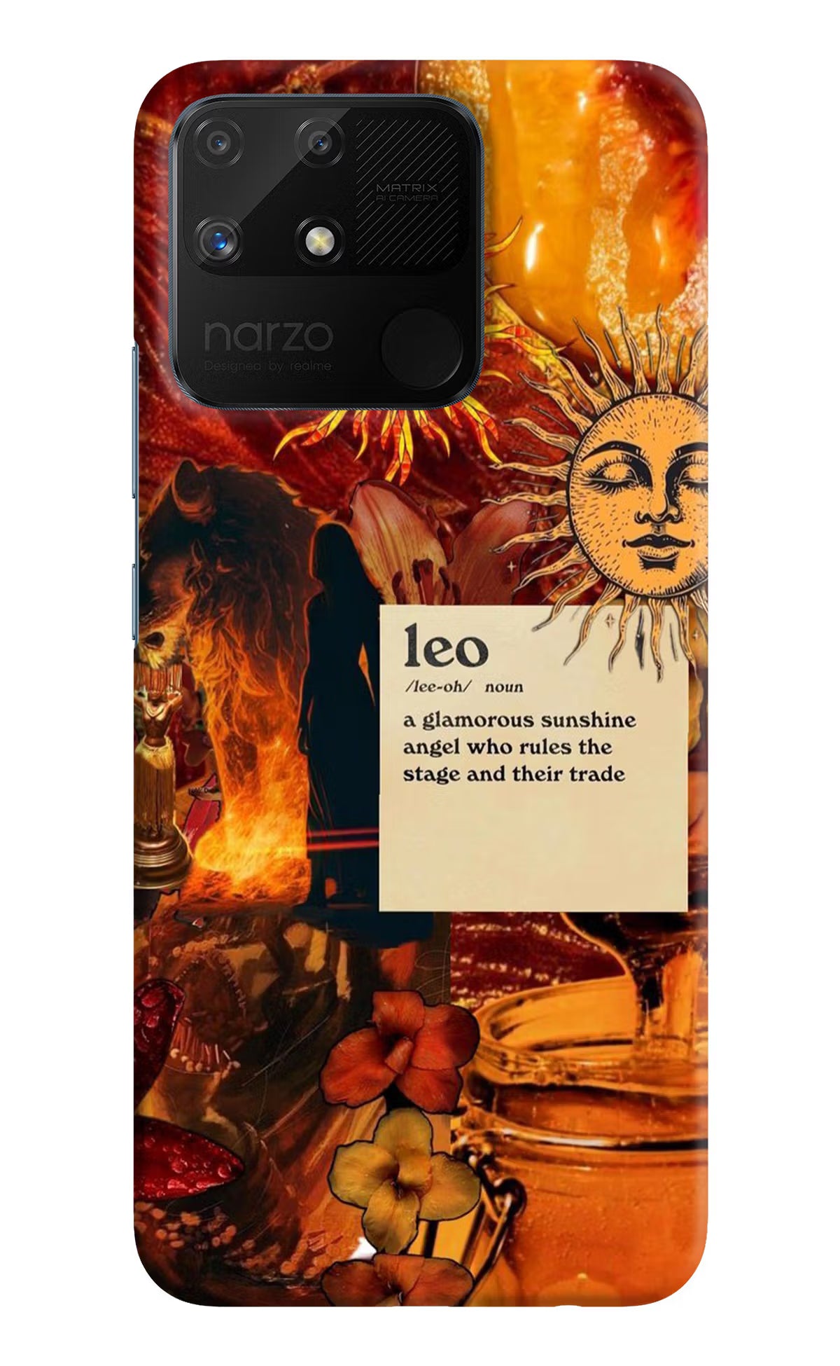 Leo Zodiac Realme Narzo 50A Hard Case Back Cover by Casekaro