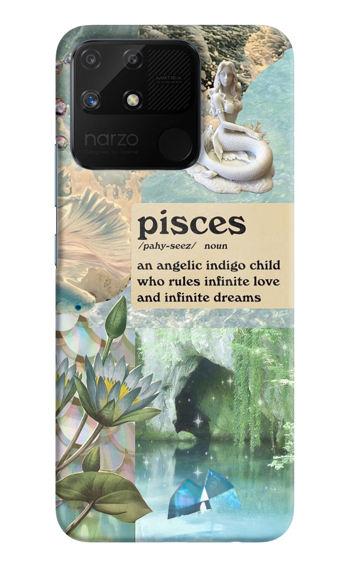 Pisces Zodiac Realme Narzo 50A Hard Case Back Cover by Casekaro