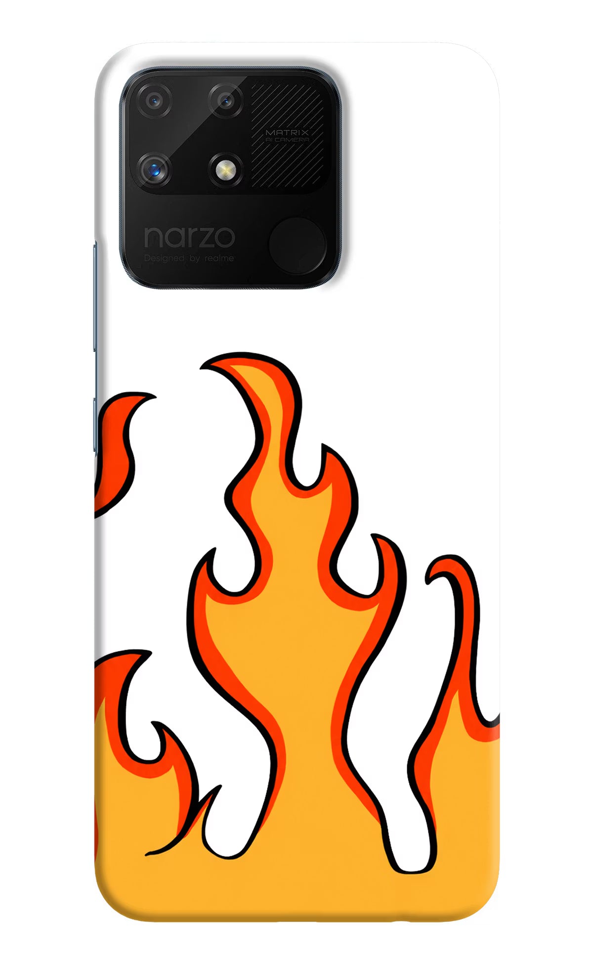 Fired Up – White Realme Narzo 50A Hard Case Back Cover by Casekaro