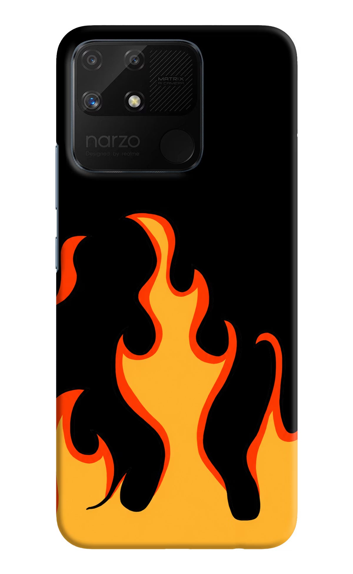 Fired Up – Black Realme Narzo 50A Hard Case Back Cover by Casekaro