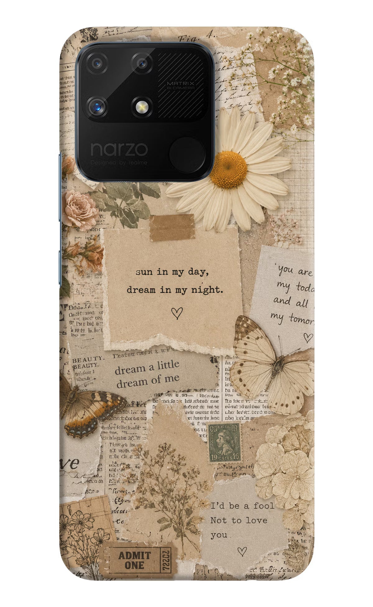 Vintage case Realme Narzo 50A Back Cover
