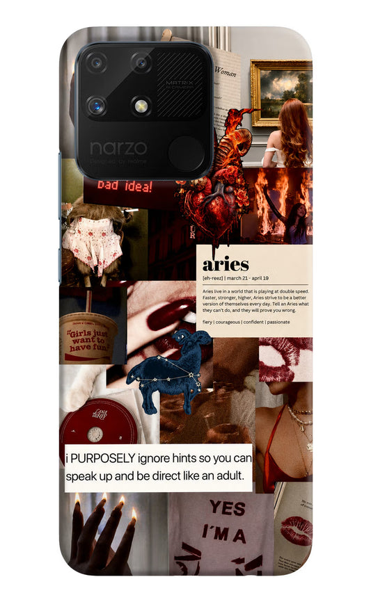 Zodiac Aries Realme Narzo 50A Hard Case Back Cover by Casekaro