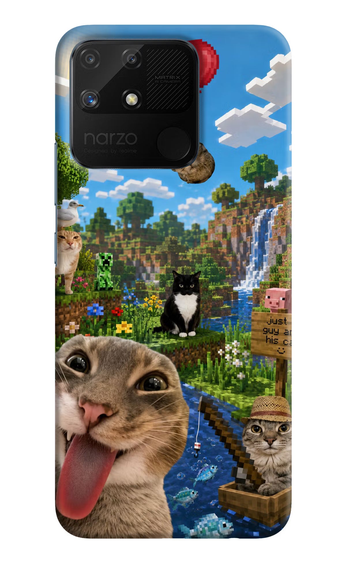 Minecraft Cat Chaos Realme Narzo 50A Back Cover