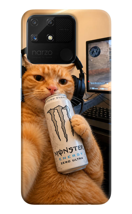 Gamer Cat Energy Realme Narzo 50A Hard Case Back Cover by Casekaro