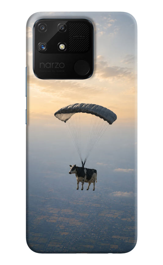 Skydiving Cow Realme Narzo 50A Hard Case Back Cover by Casekaro