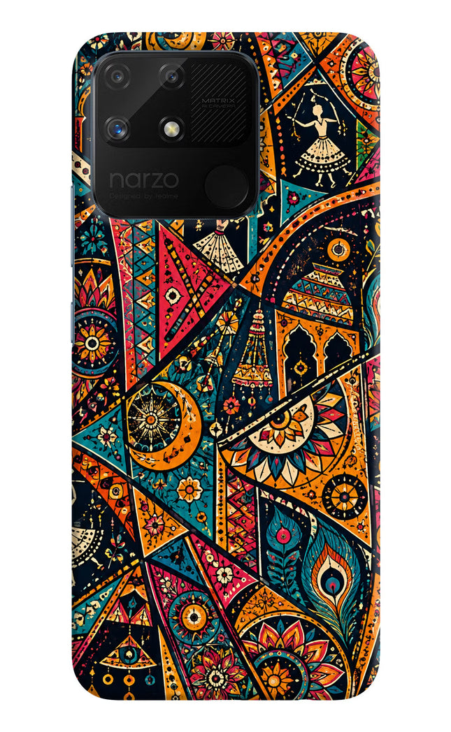 Folk Print Realme Narzo 50A Hard Case Back Cover by Casekaro