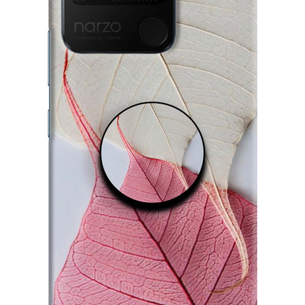 White Pink Leaf Realme Narzo 50A Pop Case by Casekaro