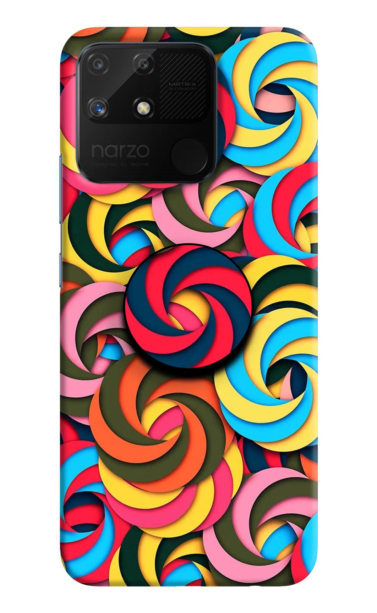 Spiral Pattern Realme Narzo 50A Pop Case by Casekaro