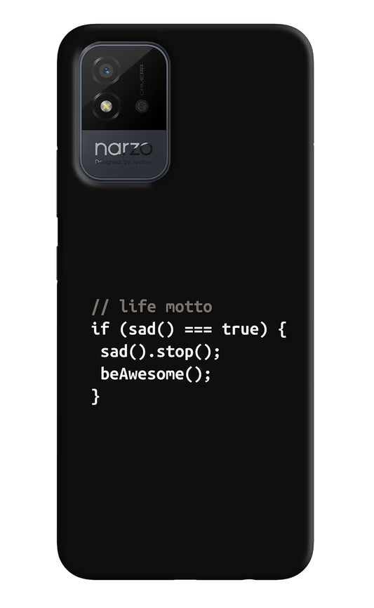 Life Motto Code Realme Narzo 50i Back Cover