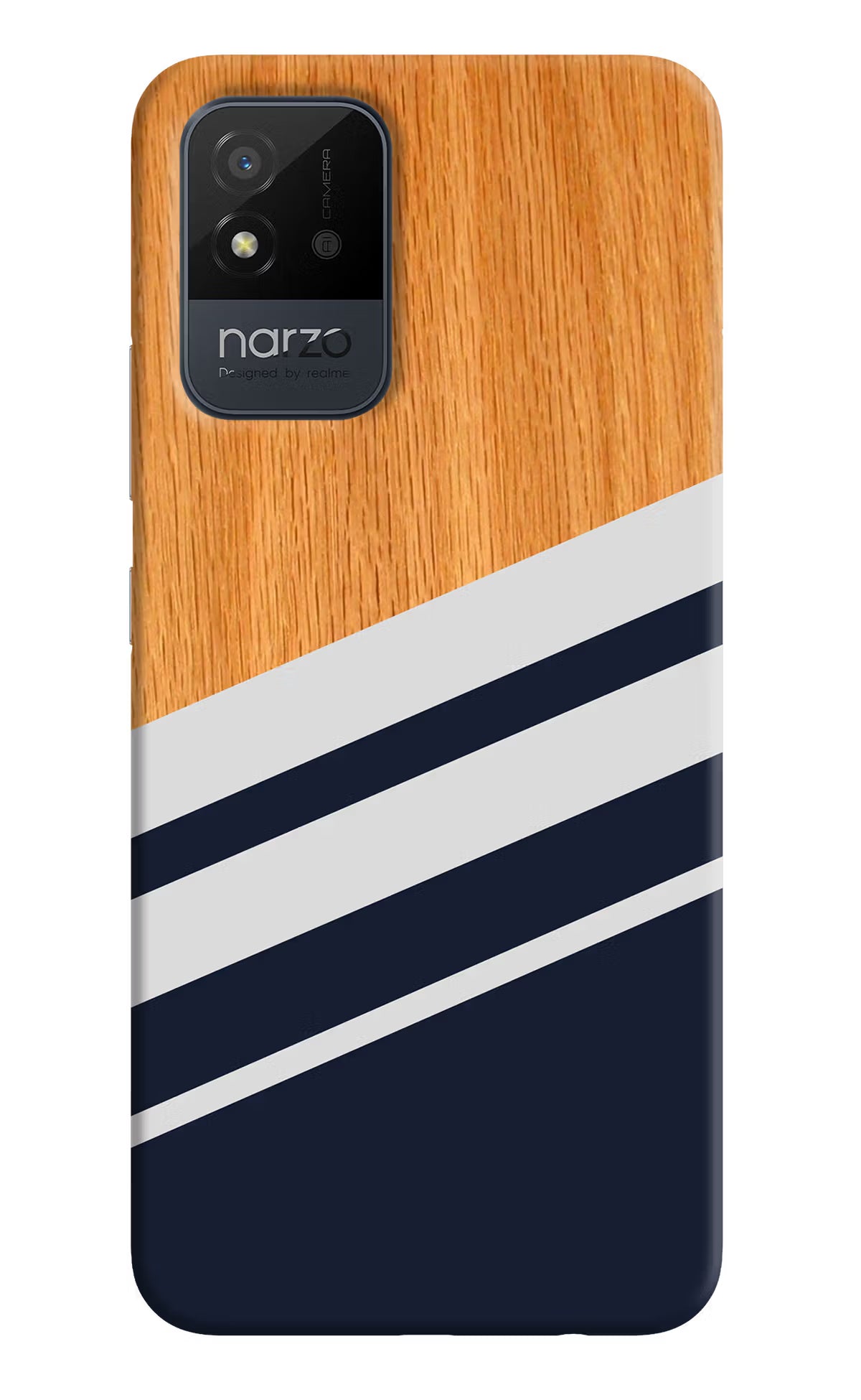 Blue and white wooden Realme Narzo 50i Back Cover
