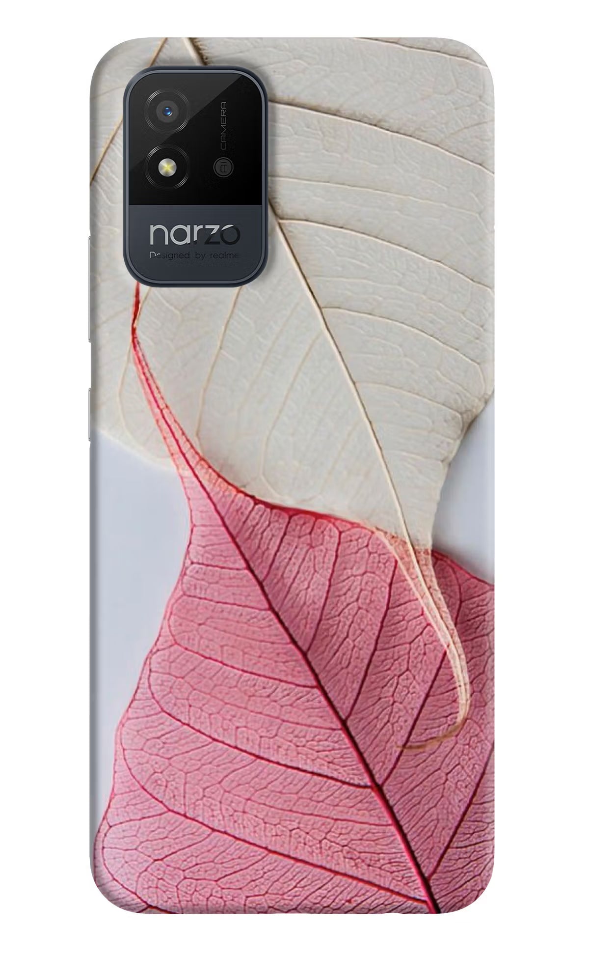 White Pink Leaf Realme Narzo 50i Back Cover