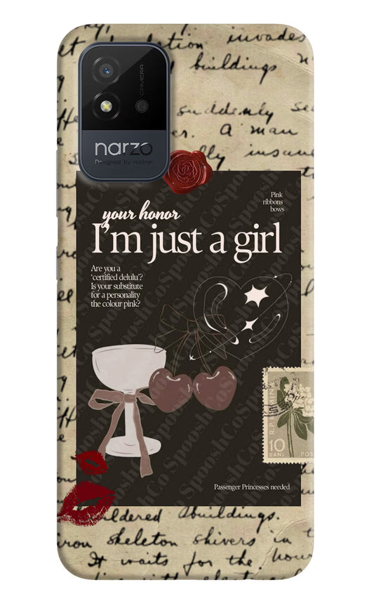 I am just a girl Realme Narzo 50i Back Cover
