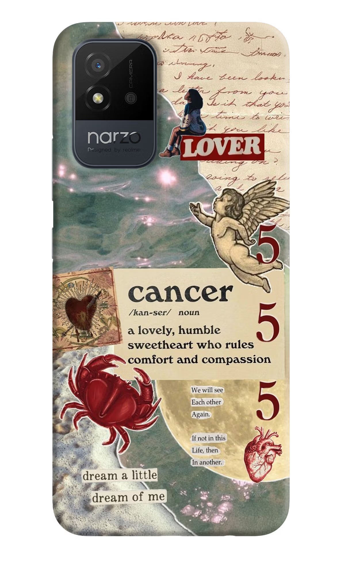 Cancer Zodiac Realme Narzo 50i Hard Case Back Cover by Casekaro