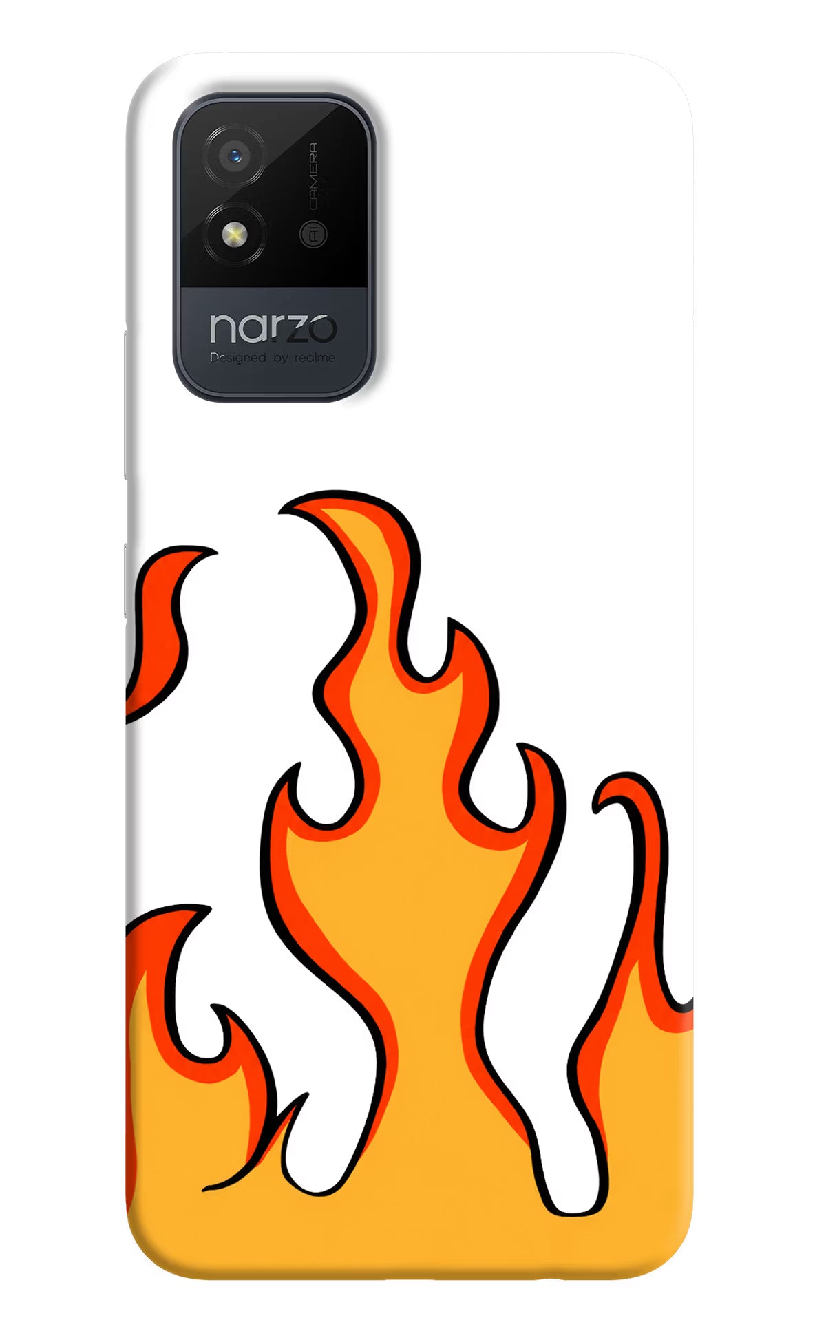 Fired Up – White Realme Narzo 50i Hard Case Back Cover by Casekaro