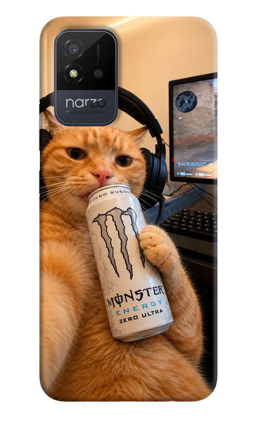 Gamer Cat Energy Realme Narzo 50i Hard Case Back Cover by Casekaro