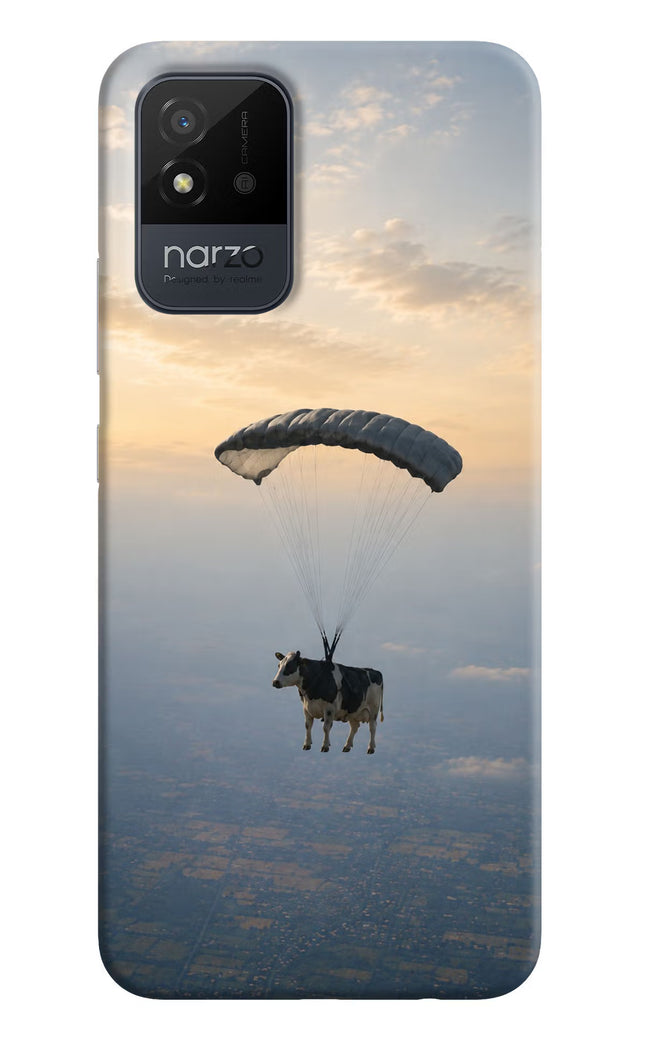 Skydiving Cow Realme Narzo 50i Hard Case Back Cover by Casekaro