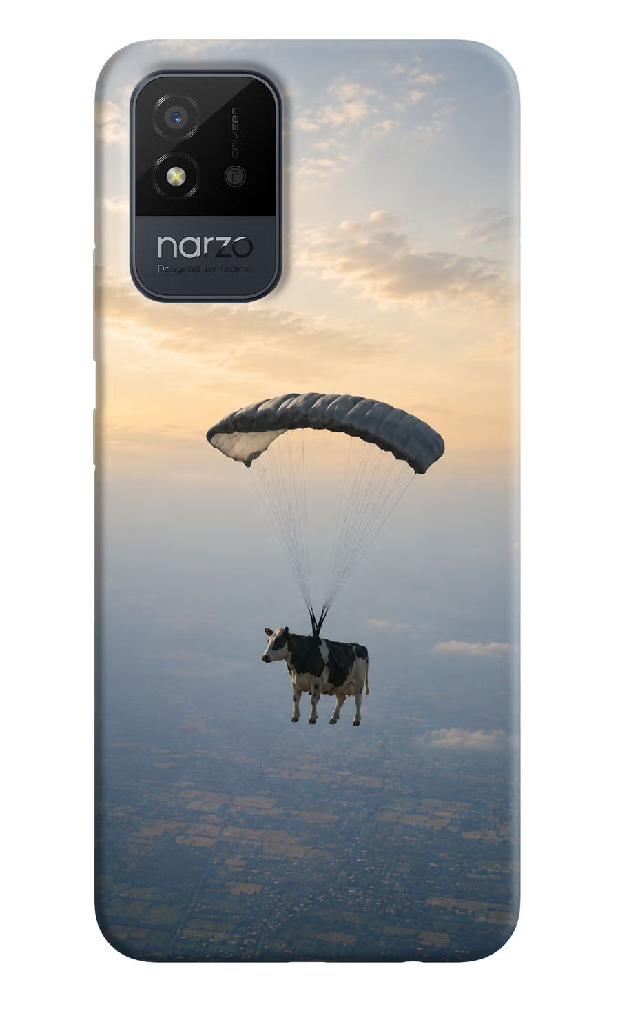 Skydiving Cow Realme Narzo 50i Back Cover, Hard case