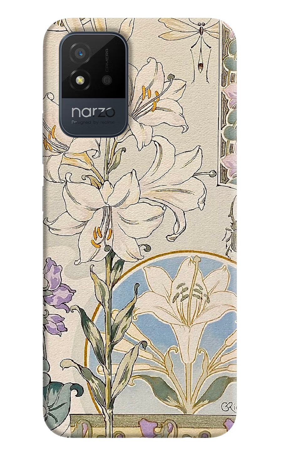 White Lily Realme Narzo 50i Back Cover, Hard case