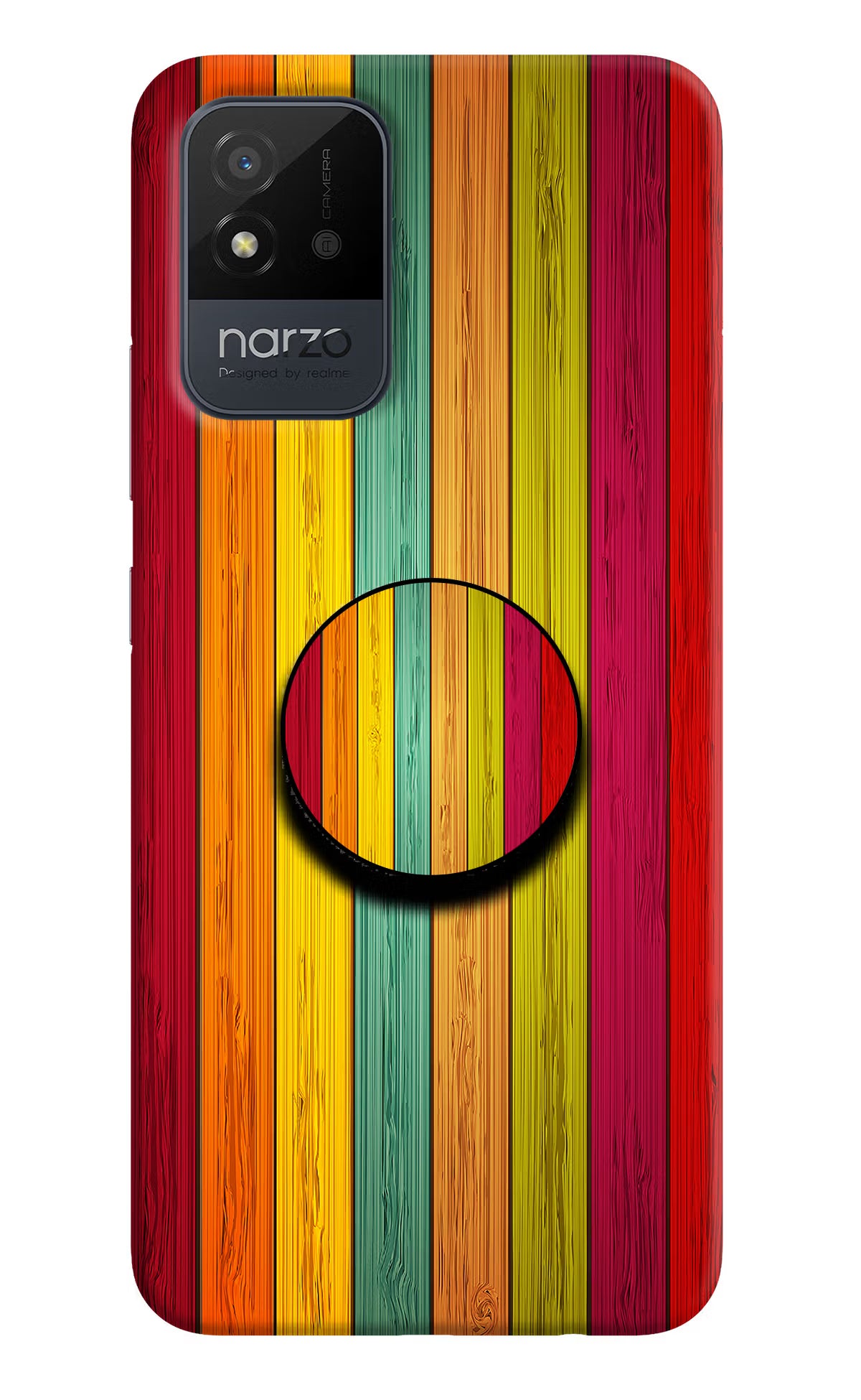Multicolor Wooden Realme Narzo 50i Pop Case
