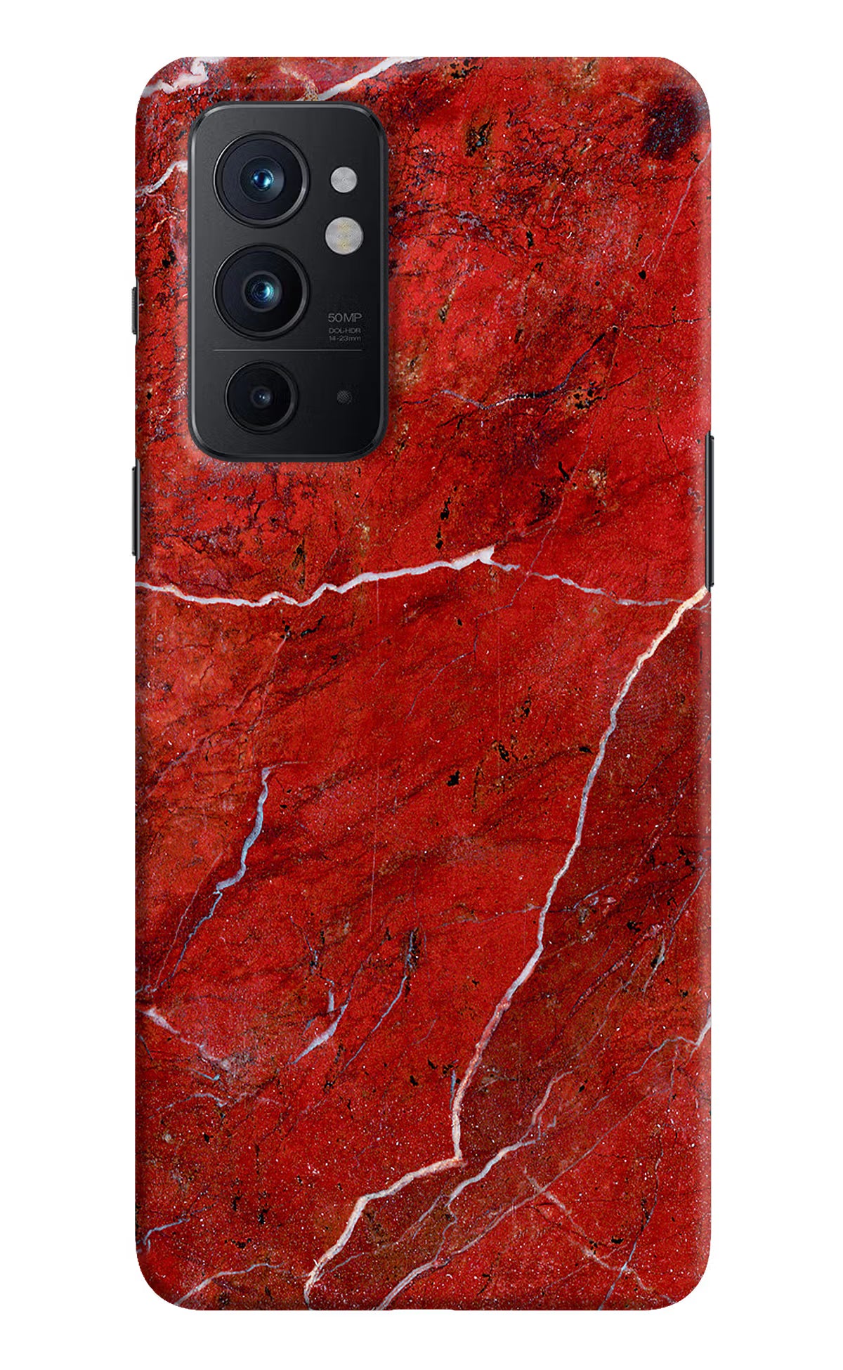 Red Marble Design Oneplus 9RT Hard Case Back Cover by Casekaro