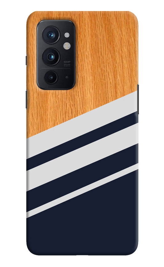Blue and white wooden Oneplus 9RT Hard Case Back Cover by Casekaro