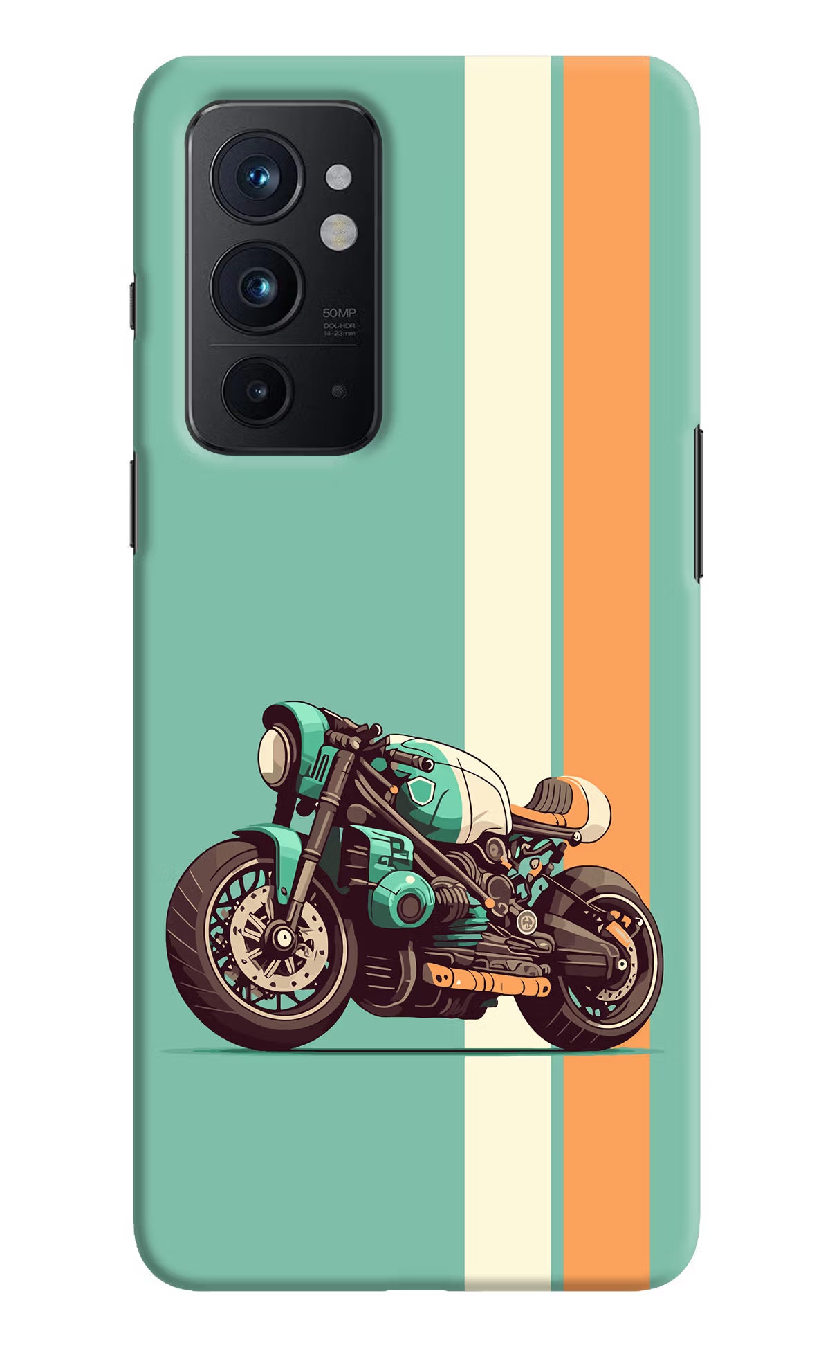 Striped Moto Drift Oneplus 9RT Hard Case Back Cover by Casekaro
