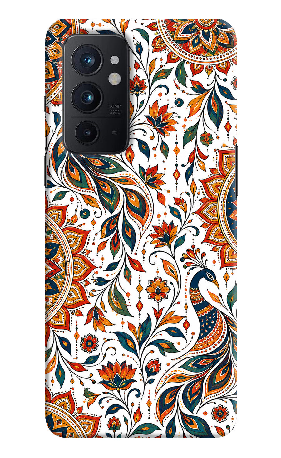 White Mayura Oneplus 9RT Back Cover, Hard case