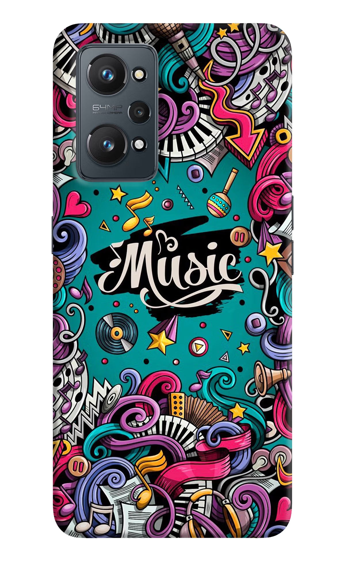 Music Graffiti Realme GT NEO 2/Neo 3T Hard Case Back Cover by Casekaro