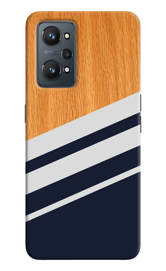 Blue and white wooden Realme GT NEO 2/Neo 3T Hard Case Back Cover by Casekaro