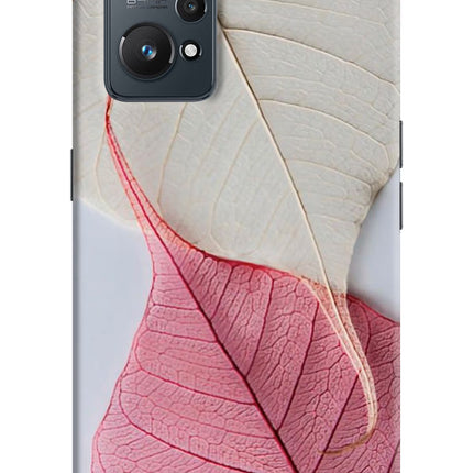 White Pink Leaf Realme GT NEO 2/Neo 3T Hard Case Back Cover by Casekaro