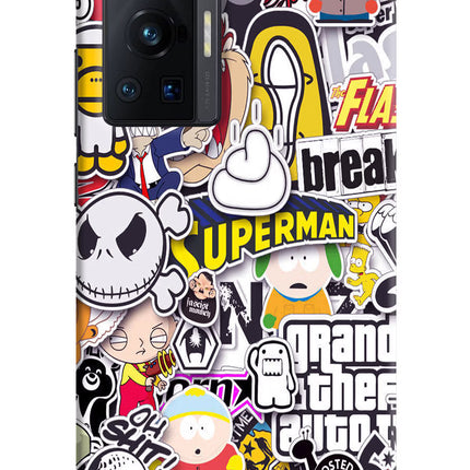 Sticker Bomb Vivo X70 Pro Hard Case Back Cover by Casekaro