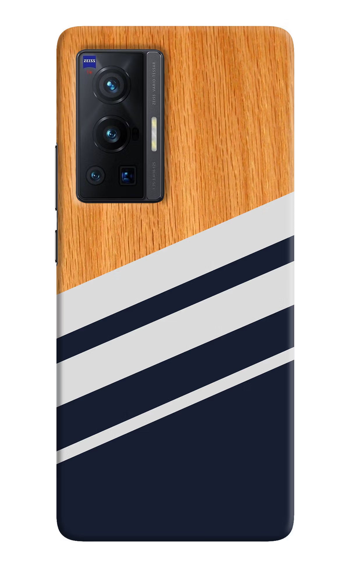 Blue and white wooden Vivo X70 Pro Hard Case Back Cover by Casekaro