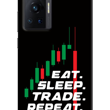 Eat Sleep Trade Repeat Vivo X70 Pro Hard Case Back Cover by Casekaro