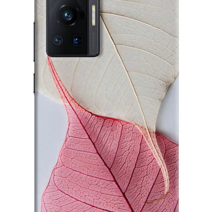 White Pink Leaf Vivo X70 Pro Hard Case Back Cover by Casekaro