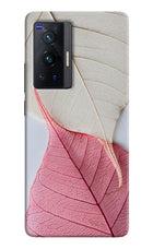 White Pink Leaf Vivo X70 Pro Hard Case Back Cover by Casekaro