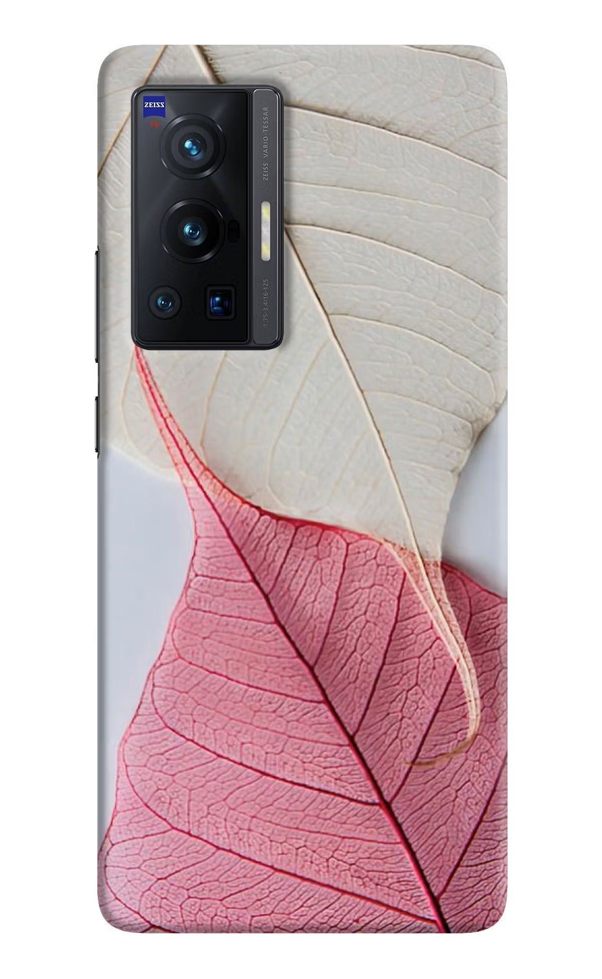 White Pink Leaf Vivo X70 Pro Hard Case Back Cover by Casekaro