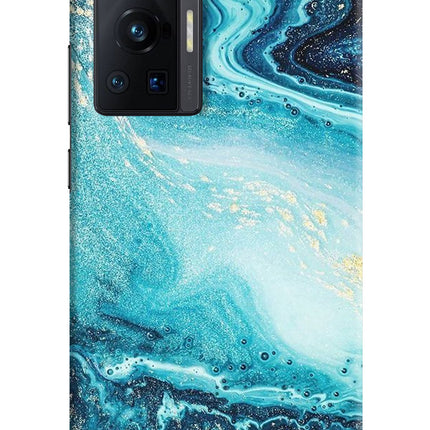 Blue Glitter Marble Vivo X70 Pro Hard Case Back Cover by Casekaro